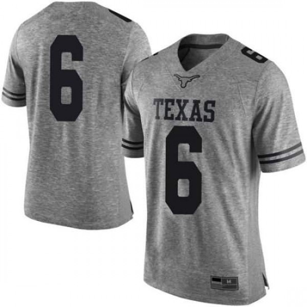 Mens University of Texas #6 Devin Duvernay Gray Limited Embroidery Jersey